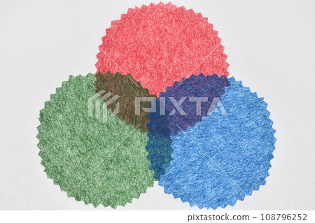Background material of RGB (three primary colors) image made with Japanese paper Background material of RGB (three primary colors) image made with Japanese paper 108796252