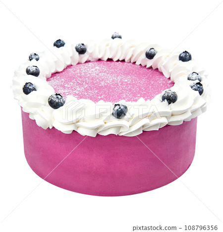 Cake Medovik Blackcurrant with biscuit based on honey, sour cream and blackcurrant confit isolated on white 108796356