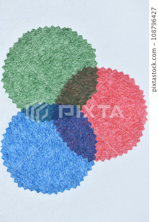 Background material of RGB (three primary colors) image made with Japanese paper 108796427