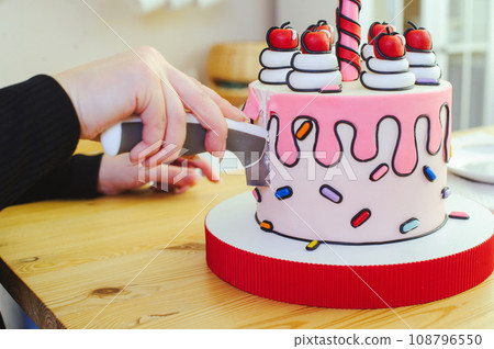 beautiful cake made in a cartoon style 108796550