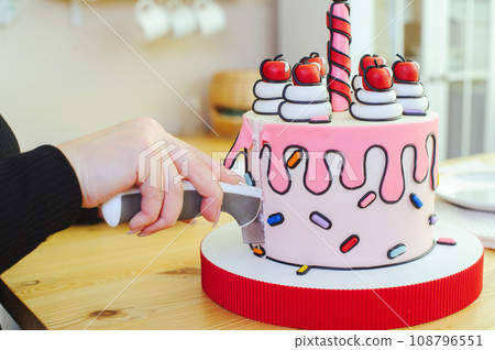 beautiful cake made in a cartoon style 108796551