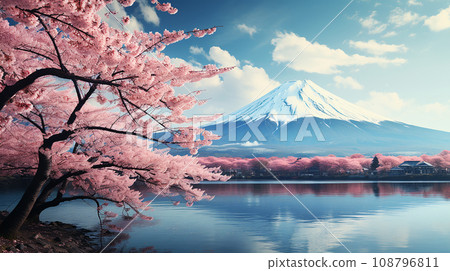 富士山和櫻花的美景 富士山和櫻花的美景 108796811