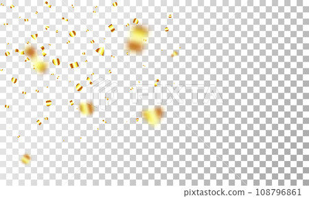 3D Party Gold Confetti on Transparent Background 108796861