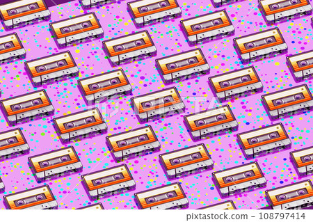 3D illustration Background for advertising and wallpaper in music and retro song scenes. 3D rendering in decorative concept. 108797414