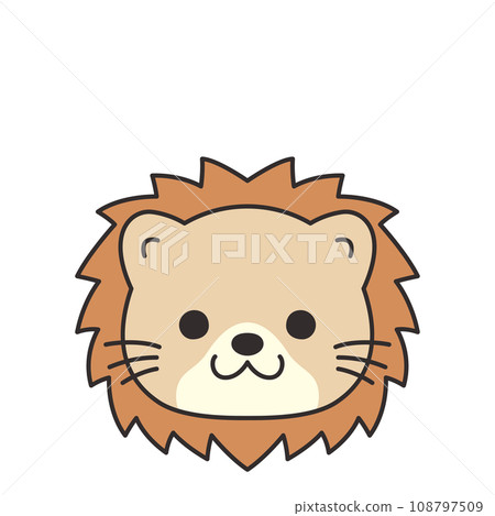 可愛的獅子圖白色背景向量圖示與主線 108797509
