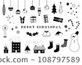 Cute Christmas illustration set - black and white 108797589