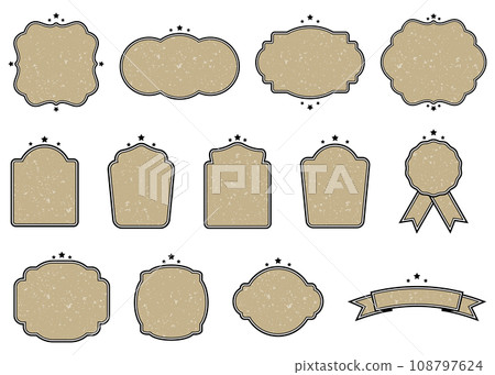 Star decoration vintage frame set old paper texture Star decoration vintage frame set old paper texture 108797624