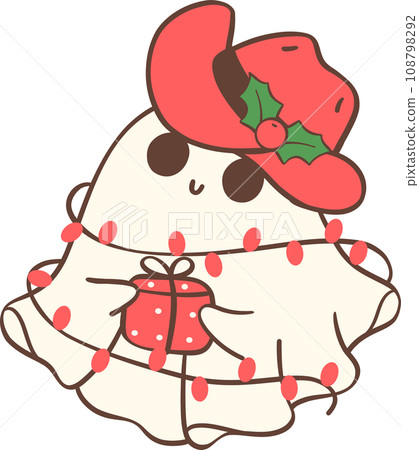 Christmas Cowboy Ghost, Kawaii cartoon hand drawing 108798292