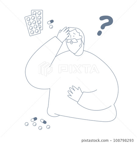 Elderly man unable to manage medication Elderly man unable to manage medication 108798293