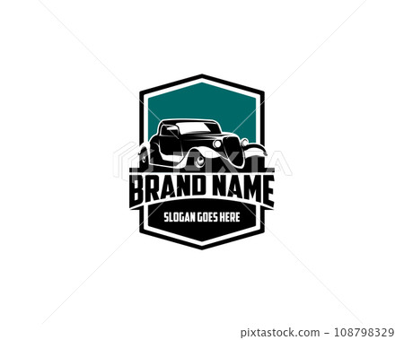 1932 Dodge Ford Coupe. Vintage car logo silhouette. isolated white background view from side. Best for logo, badge, emblem, icon, sticker design 1932 Dodge Ford Coupe. Vintage car logo silhouette. isolated white background view from side. Best for logo, badge, emblem, icon, sticker design 108798329