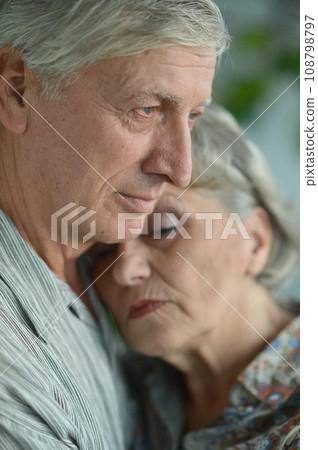 Portrait of an elder couple at home Portrait of an elder couple at home 108798797