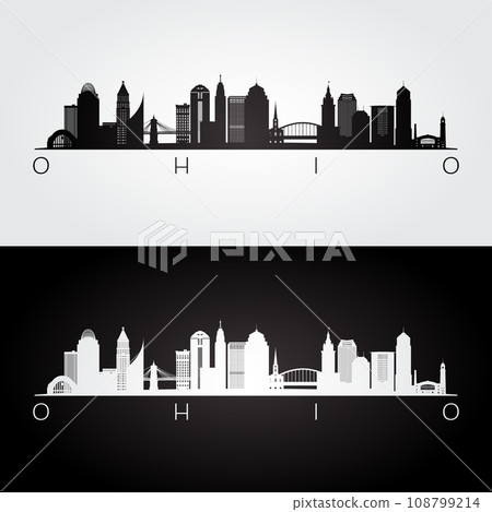 Ohio state skyline and landmarks silhouette Ohio state skyline and landmarks silhouette 108799214