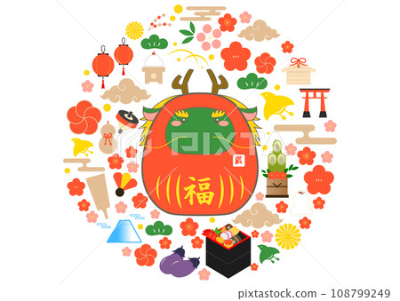 New Year's decorations and dragon New Year's card material New Year's decorations and dragon New Year's card material 108799249