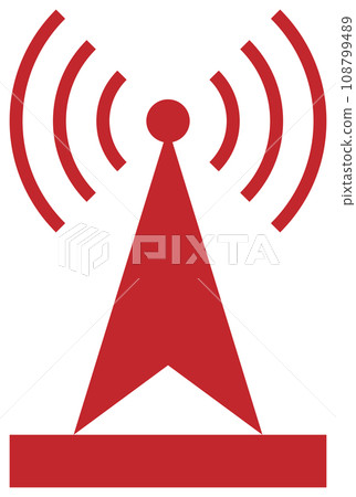Radio tower icon red Radio tower icon red 108799489