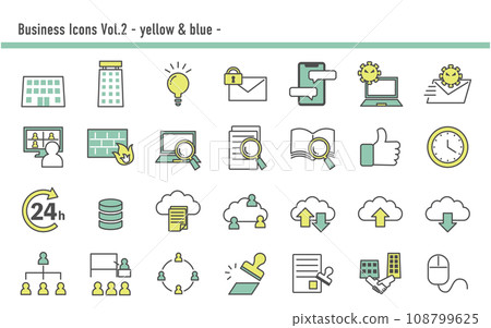 Business icon set B 03 yellow and light blue Business icon set B 03 yellow and light blue 108799625