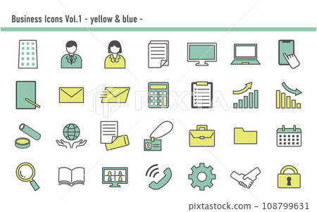 業務圖示集 A 03 黃色和淺藍色 108799631
