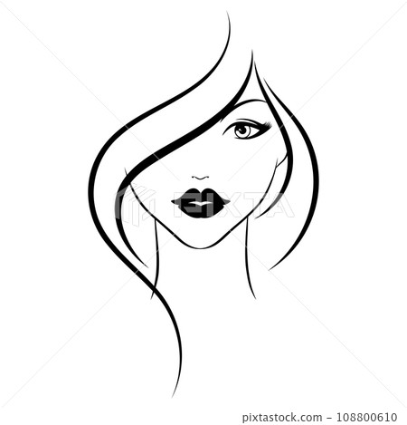 Beautiful cute girl face with hairstyle design 108800610