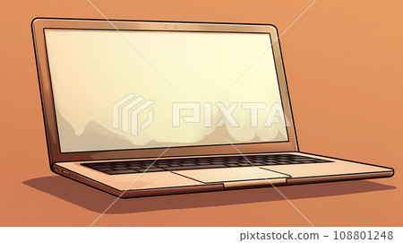 手绘卡通笔记本电脑插画素材 108801248