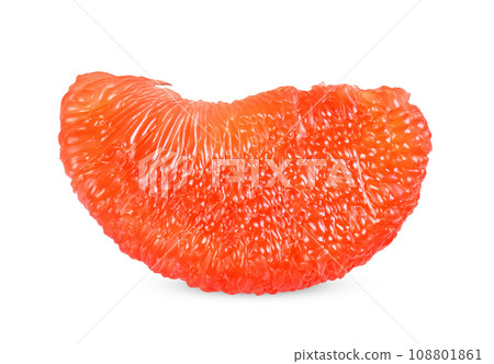 Sliced red pomelo isolated on white background. 108801861