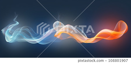 Fresh air flow, cold white wind effect, blowing mist, smoke or winter blizzard trail 108801907