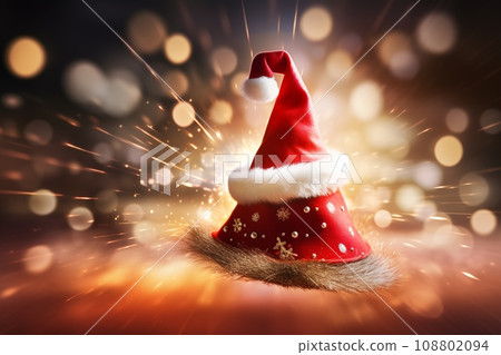 Santa claus Hat Christmas tree blur Subjective view depths of field Santa claus Hat Christmas tree blur Subjective view depths of field 108802094