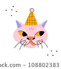 Cute hand drawn cat head isolated 108802383