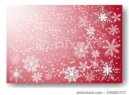 Beautiful falling snowflakes, wallpaper, background with copy space. Winter dust ice particles. Snowfall, red background. Winter snowflakes. January, december, february theme. Snow hurricane scenery 108802737