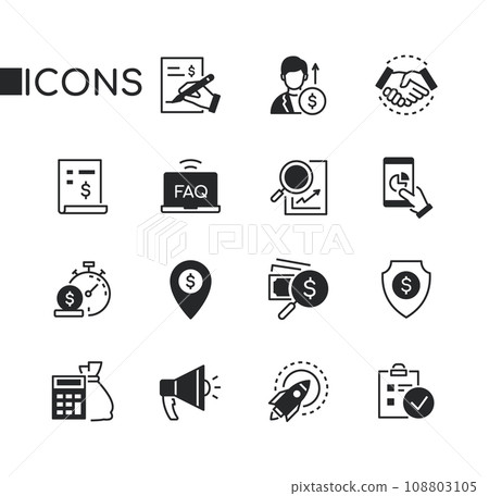 Money and finance - set of line design style icons Money and finance - set of line design style icons 108803105