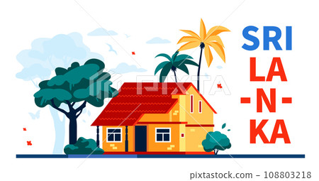 House for rent in Sri Lanka - modern colored vector illustration House for rent in Sri Lanka - modern colored vector illustration 108803218