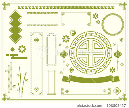 Chinese motif frame design. Chinese patterns, patterns and illustrations Chinese motif frame design. Chinese patterns, patterns and illustrations 108803437