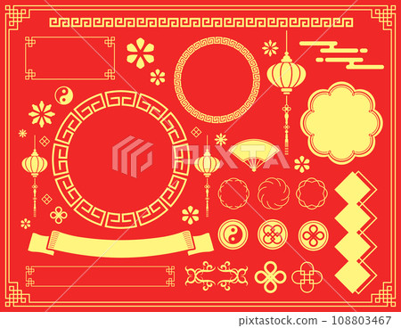 中國主題框架設計。中國圖案、圖案和插圖 108803467