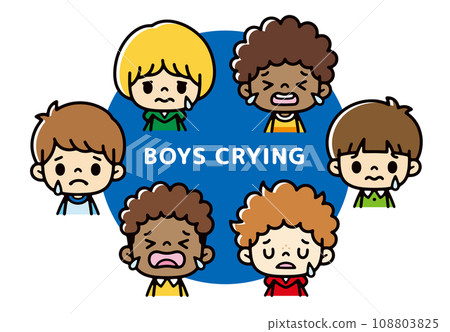 Illustration of a crying multinational boy 108803825
