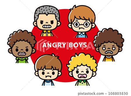 一個滿臉憤怒的跨國男孩的插圖 一個滿臉憤怒的跨國男孩的插圖 108803830
