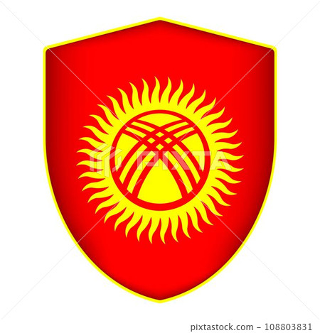 Kyrgyzstan flag in shield shape. Vector illustration. 108803831