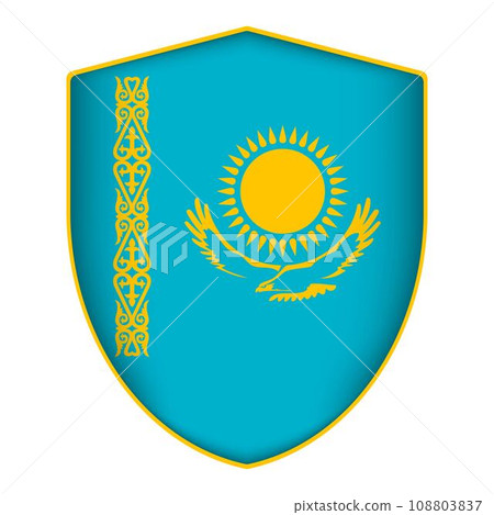 Kazakhstan flag in shield shape. Vector illustration. 108803837