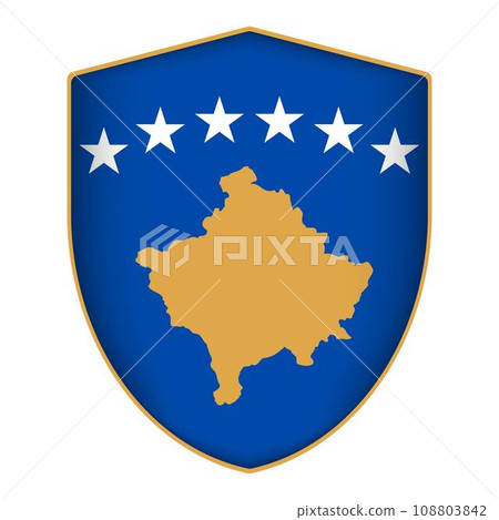 Kosovo flag in shield shape. Vector illustration. Kosovo flag in shield shape. Vector illustration. 108803842