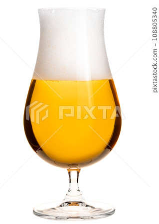 Full tulip glass of beer isolated on white 108805340