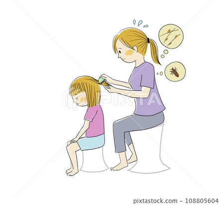 父母和孩子用梳子去除頭蝨 108805604