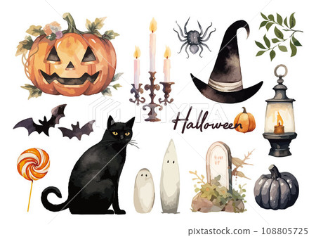 Watercolor illustration Halloween material Watercolor illustration Halloween material 108805725
