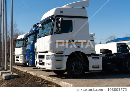 Semi truck fleet at the logistics center 108805773