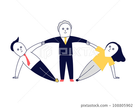 三人商業團隊透過體操展示團隊合作 108805902