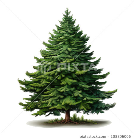 Green cartoon Christmas tree isolated Green cartoon Christmas tree isolated 108806006