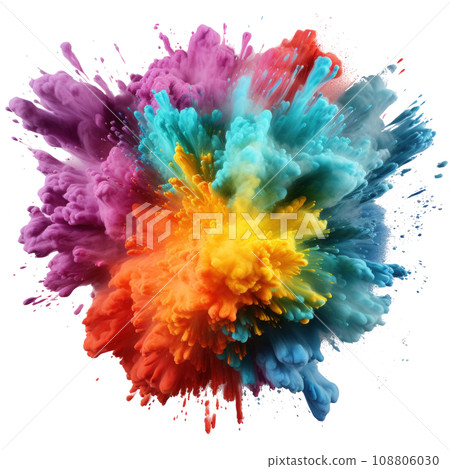 Multicolored Holi, Holli, Holly. bright splash isolated 108806030