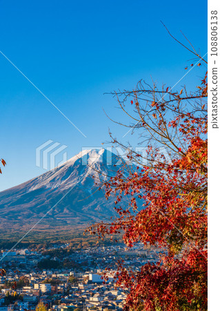 (山梨縣)紅葉和晨光下的富士山 (山梨縣)紅葉和晨光下的富士山 108806138