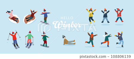 Collection of winter elements for skilling Collection of winter elements for skilling 108806139