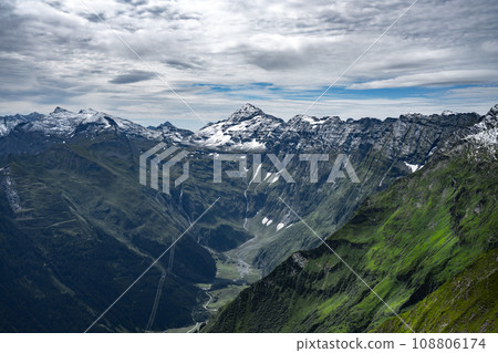 Majestic alpine panorama with glacier mountain of Tauernkogel. Hohe Tauern mountain range. Austrian Alps, Austria. 108806174
