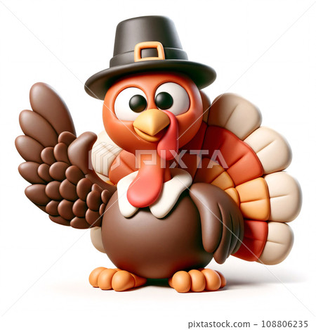 3D clay-style Cheerful 3D clay-style cartoon turkey, Thanksgiving Day, Generative AI 3D clay-style Cheerful 3D clay-style cartoon turkey, Thanksgiving Day, Generative AI 108806235
