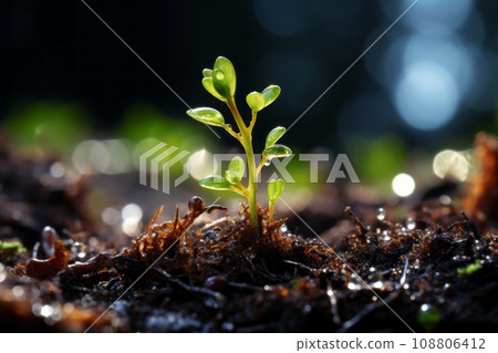 The birth of life, the sprouting of young leaves that shine in the sun - AI image The birth of life, the sprouting of young leaves that shine in the sun - AI image 108806412