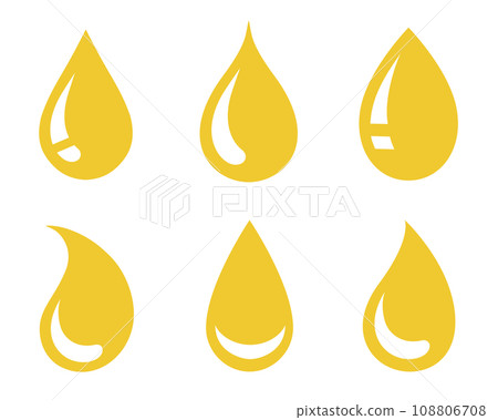 oil yellow drops and droplet set icons 108806708