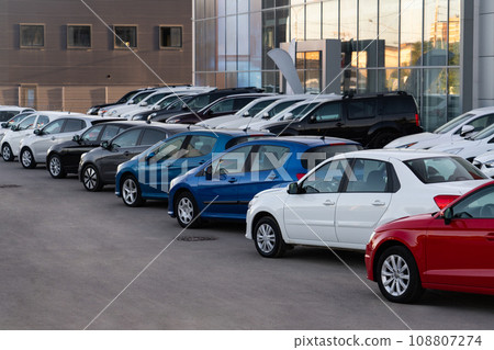 Cars in a row. Used car sales 108807274